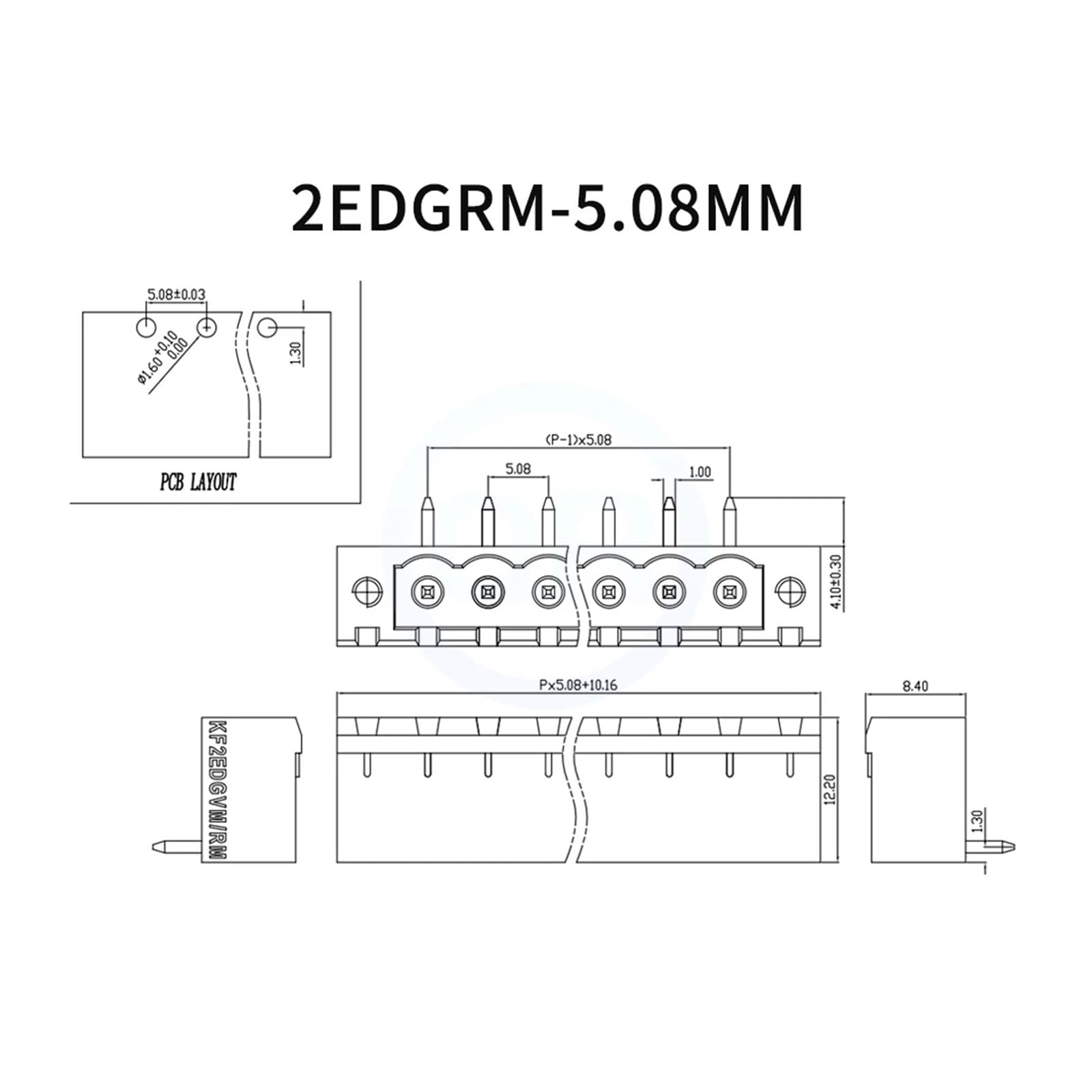 20 Sets 5,08 mm Steckklemmenblock rechtwinklig/gerade Stift mit Ohrenschrauben Flanschbefestigung KF 2EDGKM+2EDGVM/RM 15EDGKM(Right Angle,20 SETS_15P)