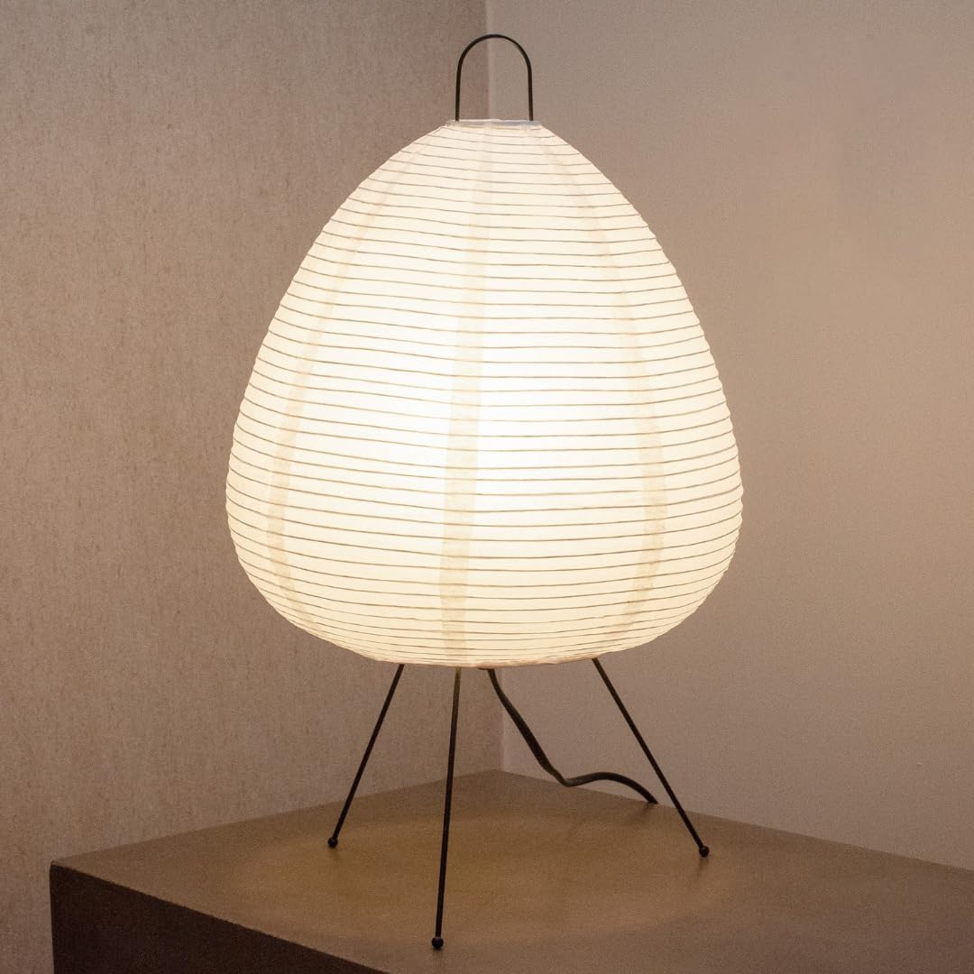 himmel Reispapier Tischlampe, 3000K Birne eingeschlossen in handgefertigte runde japanische Akari Lampen Weiße Papier Laterne Schreibtischlampe mit Wabi Sabi Papierschatten für Schlafzimmer