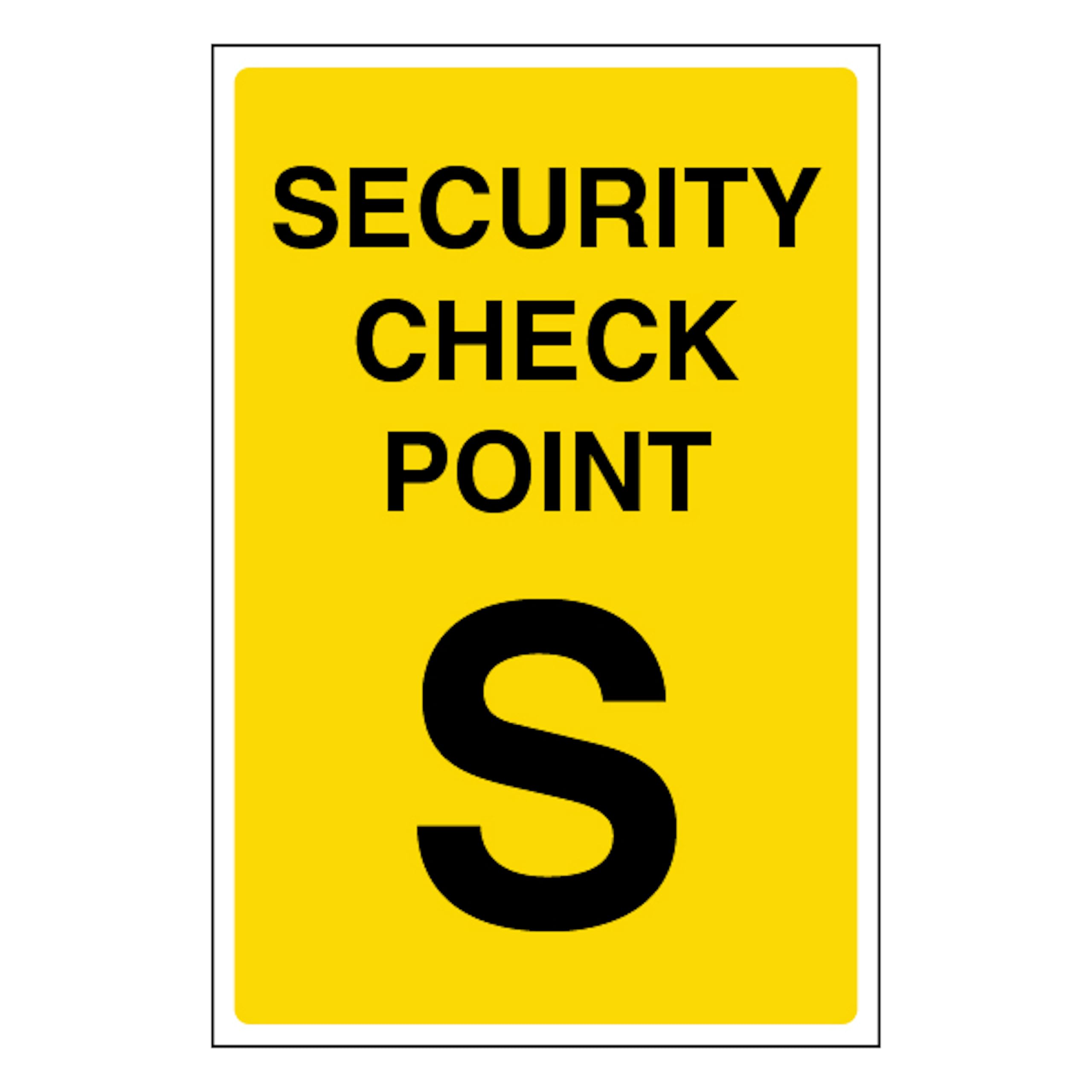 V Safety Security Check Point S 200 x 300mm - 2mm Rigid Plastic