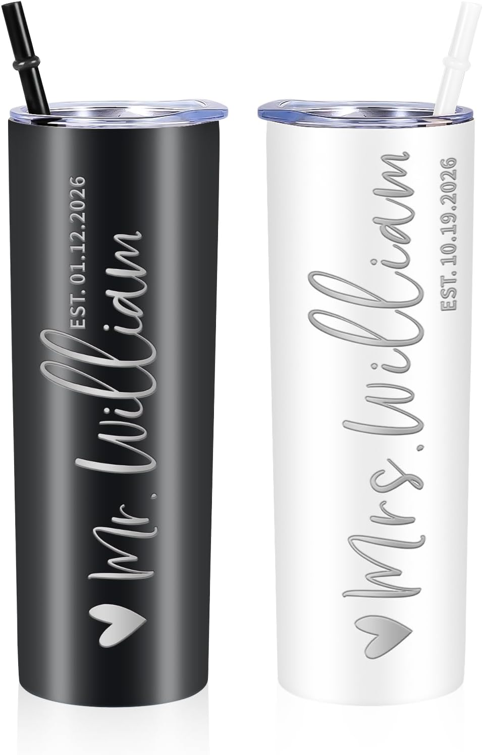 Mr and Mrs Gifts Personalized Mr and Mrs Tumblers Set, 2026 Wedding Gifts for Couple Wife Husband Bride To Be,Custom Name Bride and Groom Cups, Engagement Bridal Shower Gift, Newlywed Gift for Couples