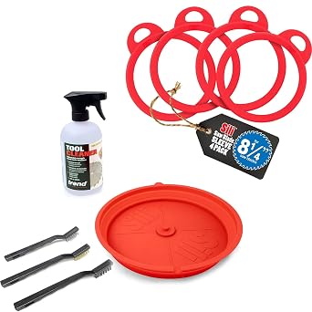 8.25" Sili Sleeve Silicone Saw Blade Covers 4 Pack & Sili Saw Blade Cleaning Kit with Trend CLEAN/500 Tool Cleaner and Wire Brush Set