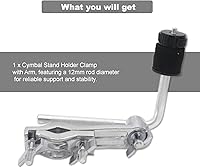 Vista 4 de CashBeat Abrazadera de soporte para platillo con brazo de pluma, montaje de extensión de juego de batería para instrumentos de percusión, accesorio