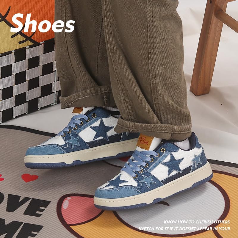 Cute Star Shoes - Denim Blue Chunky Platform Sneakers for Women & Girls, Y2K Retro Casual Trainer for Everyday Wear, Beach Travel, Back to School Gift, Party, Sports, Hiking3