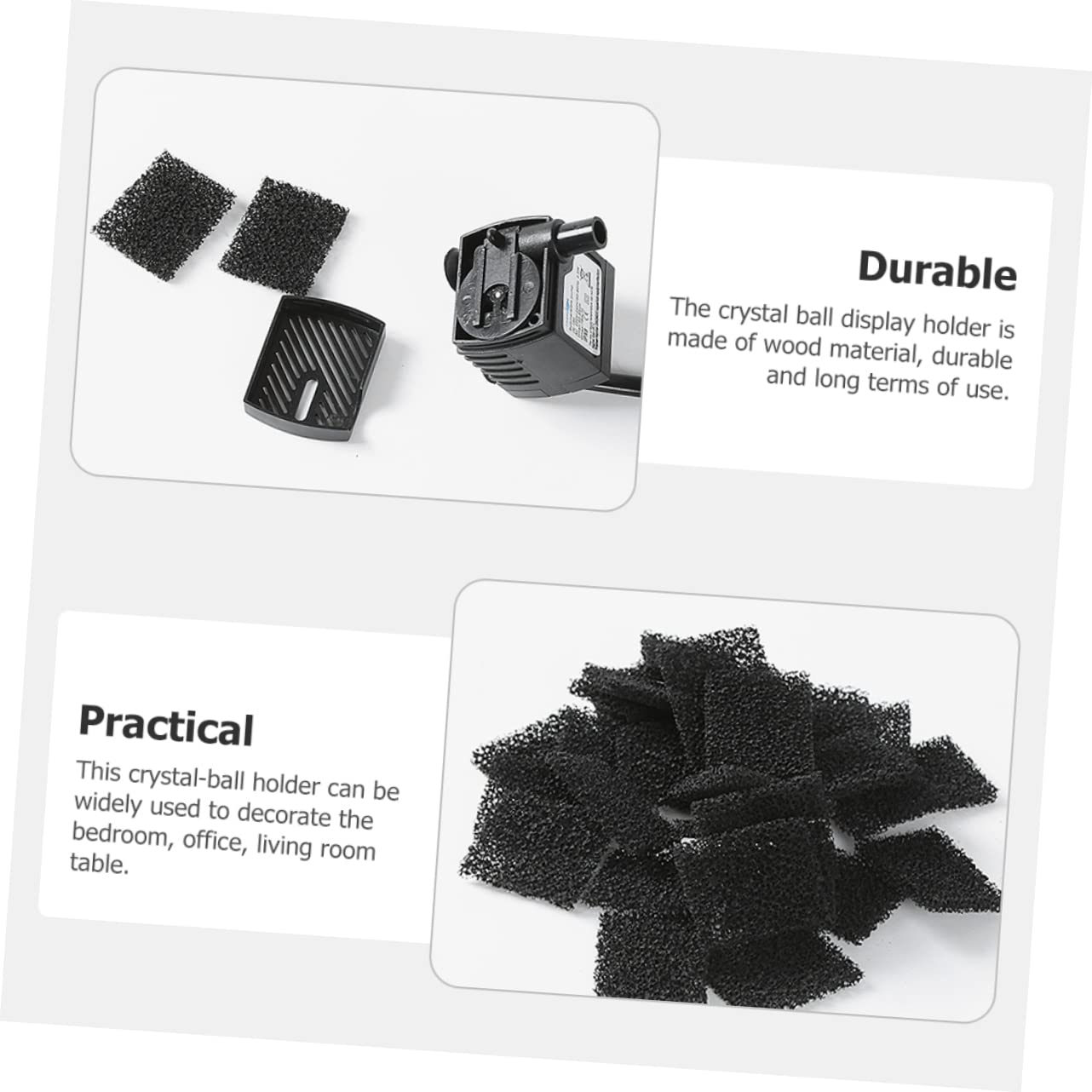 BESPORTBLE 5 Ensembles Pompe À Eau Filtre Coton Pompe À Eau Submersible Filtres Filtre D'aquarium Mousse De Bassin Boîte Fontaine À Eau Animal De Compagnie Éponge Black 60 Pièces * 5