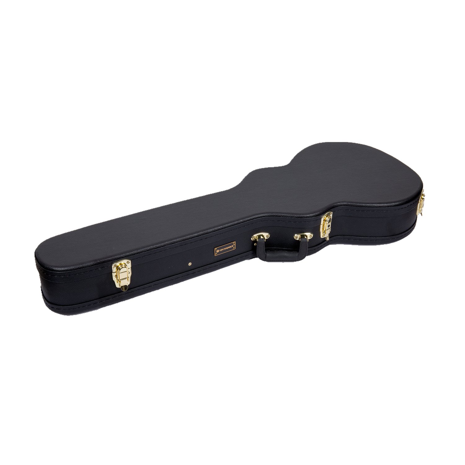 Crossrock Hardshell wielowarstwowe drewniane etui na gitarę elektryczną, styl korpusu Les Paul w kolorze czarnym (CRW500LBK)