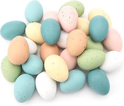 28 Large Speckled Easter Eggs, 2.7 Inch Decorative Pastel Eggs Bowl and Vase Filler Plastic Easter Egg for Spring Indoor Table Centerpiece Decoration DIY Easter Wreath