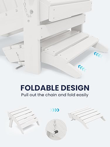 Miniatura 5 de KINGYES Otomana Adirondack plegable para silla Adirondack, color blanco
