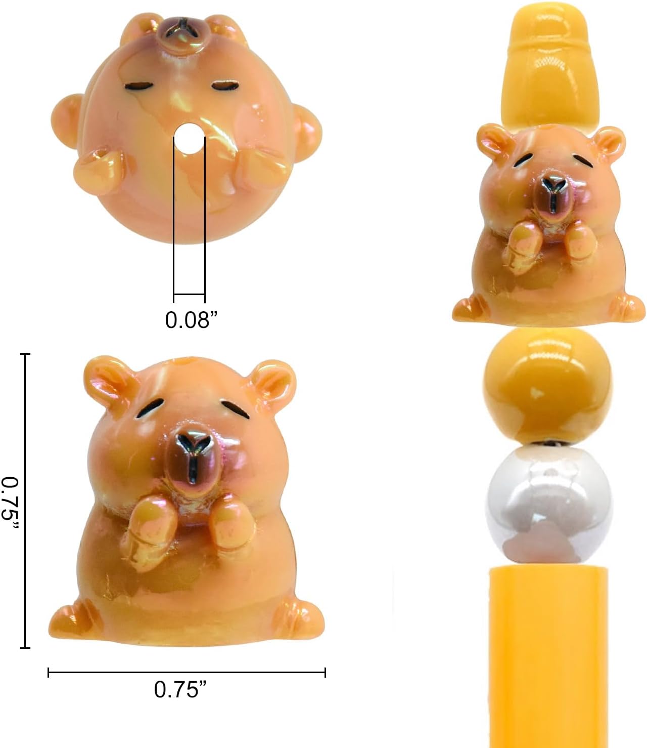12Pcs 3D Capybara Acrylic Focal Beads for Beadable Pens Cute Animal Spacer Craft Beads for DIY Craft Beadable Pens Bracelet Necklace Earrings Keychain Jewelry Making(6 Design) - Image 2