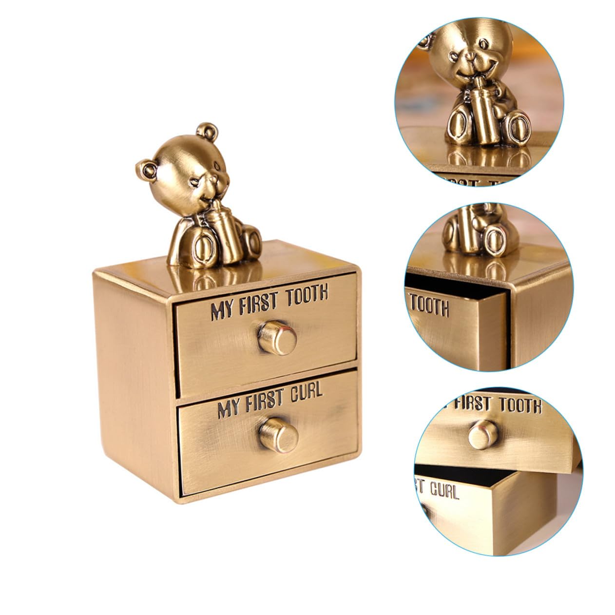 FRCOLOR Metall Zahndose Aufbewahrungsbox für Milchzähne und Haarlocken Langlebige Keepsake Box mit Geeignet für Jungen und Mädchen Sichere und Tragbare Erinnerungsbox in Antikgrün