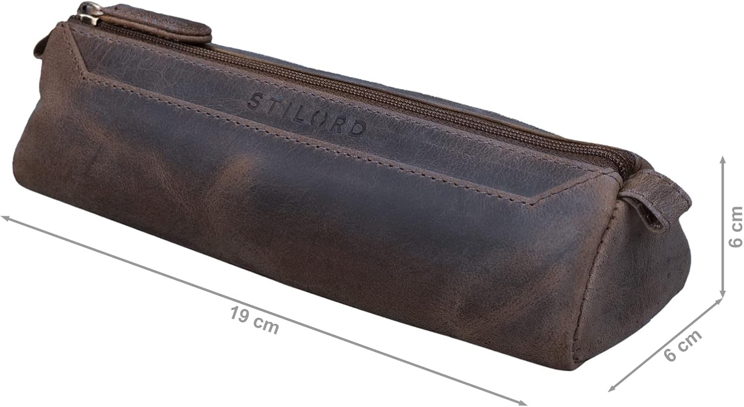 "Jim" Leather Pencil Case Vintage, Dark - Brown - Image 3