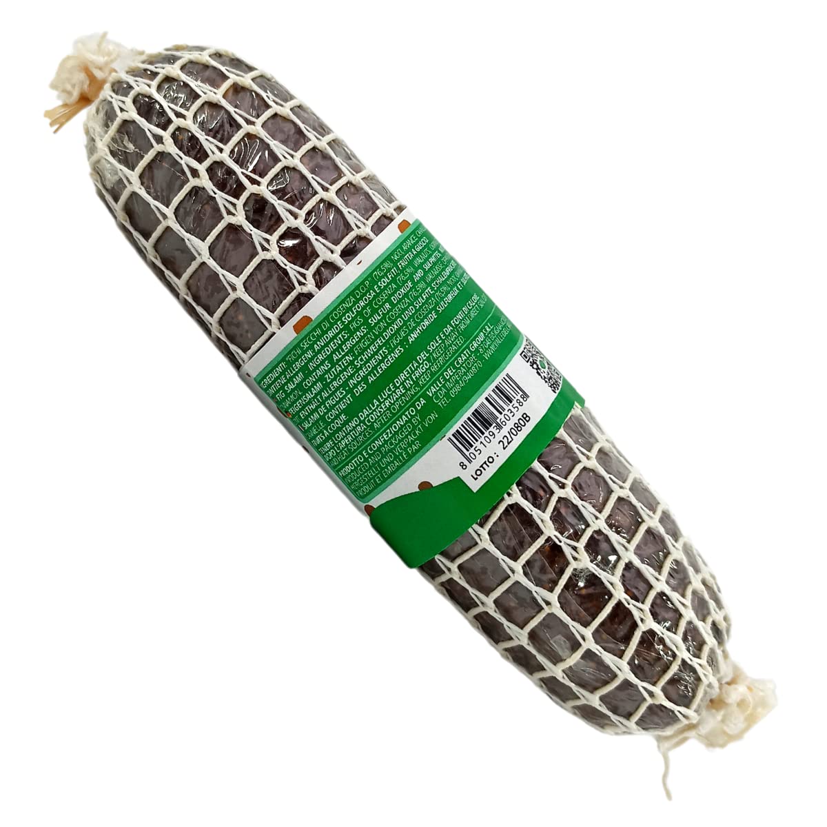 Valle del Crati Salame di Fichi, Salamino di Fichi Noci Cannella e Succo di Arancia, Dolce Tipico Calabrese, Salame di Fichi 250 Grammi
