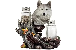 Wolf Kitchen Appliances | Gray Wolf Salt & Pepper Holder Figurine