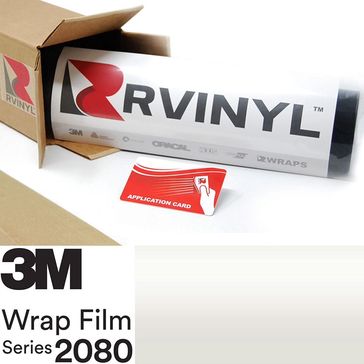 Rvinyl3M 1080 SP10 Satin Pearl White 5ft x 2ft W/Application Card Vehicle Car Wrap Film Sheet Roll
