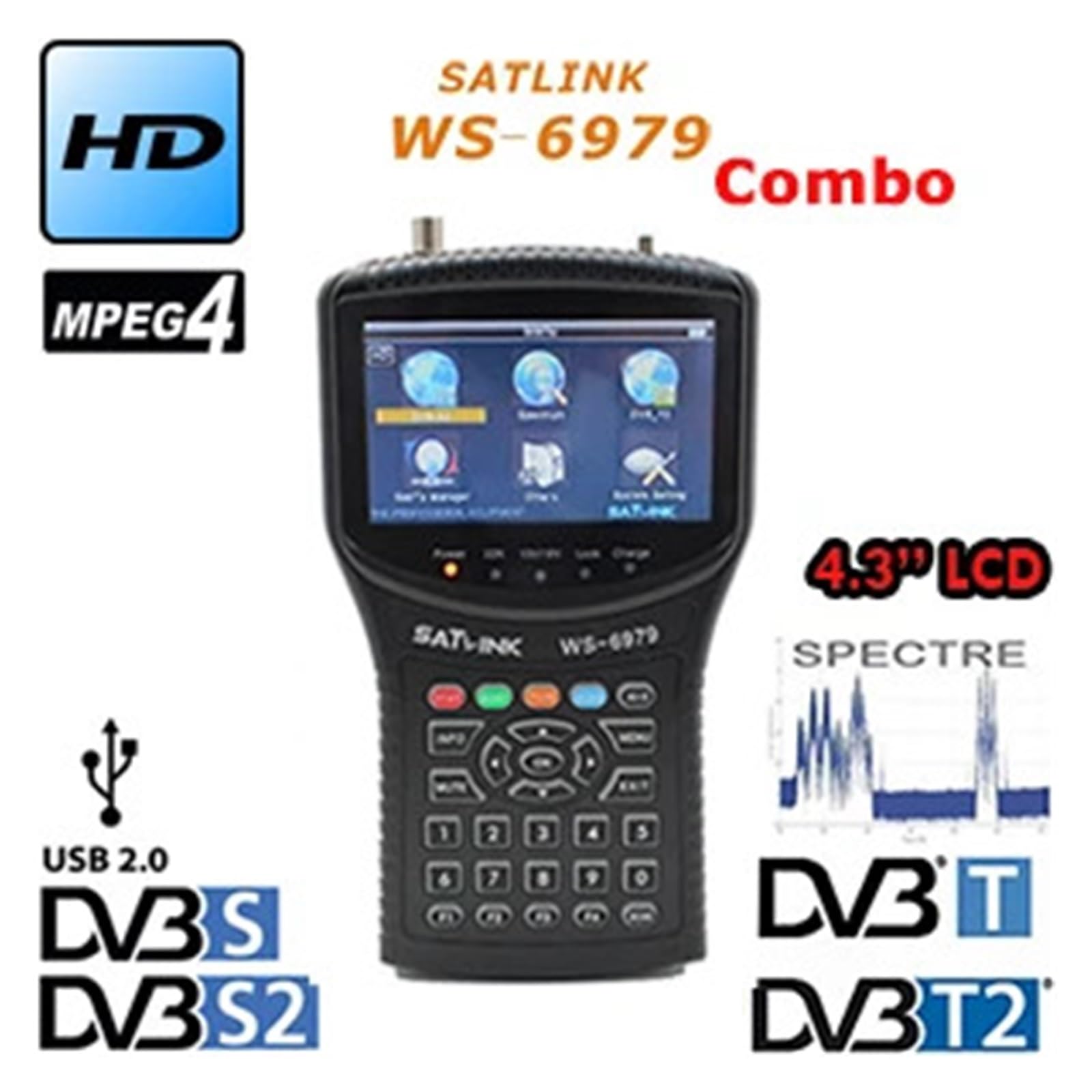 WS-6979 DVB-S2 e DVB-T2 MPEG4 COMBO + Misuratore di spettro satellitare WS-6950hd Sat Finder WS6979 Meter(Ws 6979 black bag)