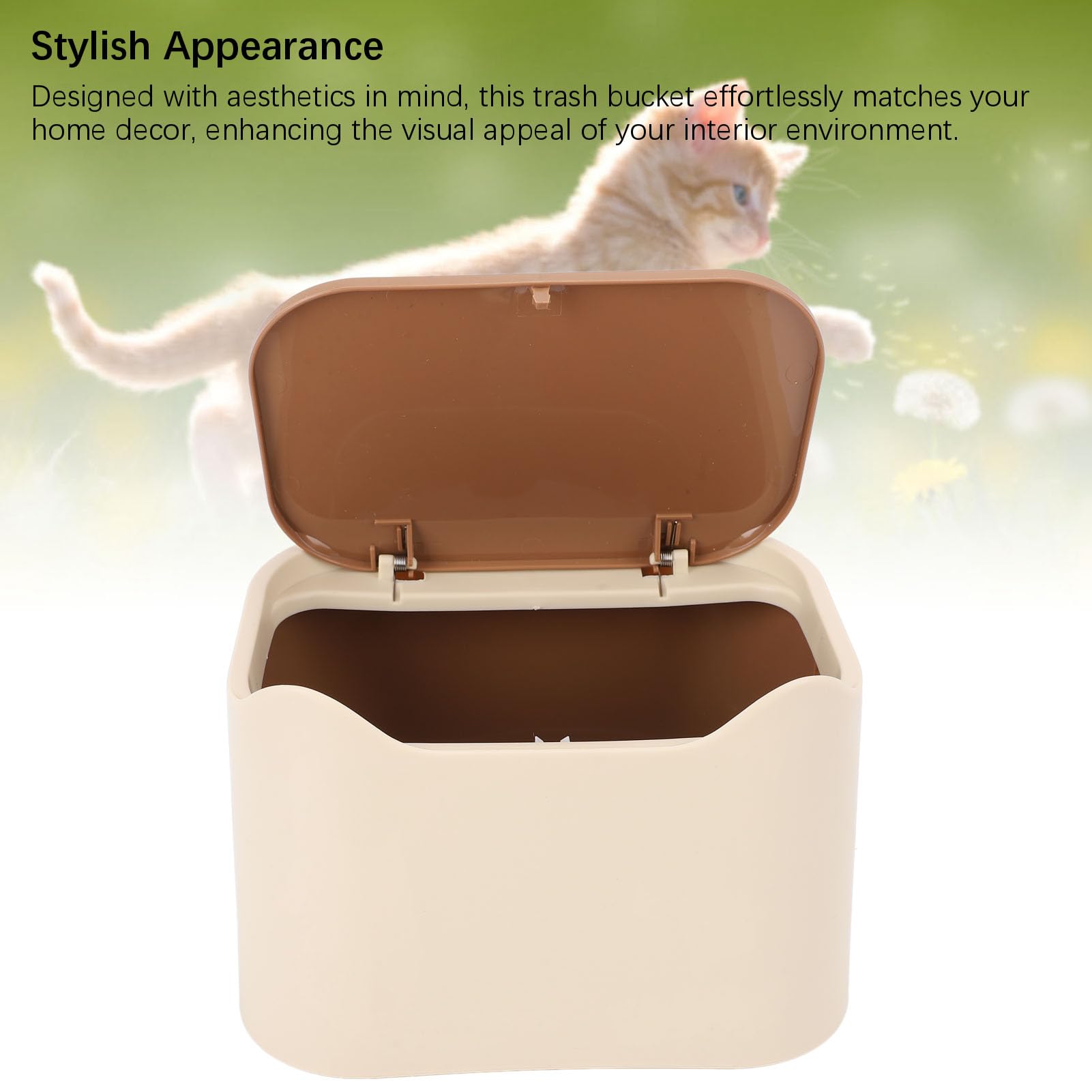 Fockety Cat Trash Cat, Cathop TOB de Tapa de Tipo de Prensa, Diseño de Basura de Caca de Gato Compacto de Diseño Encerrado, Caja de Arenaa para Gatos para el Hogar