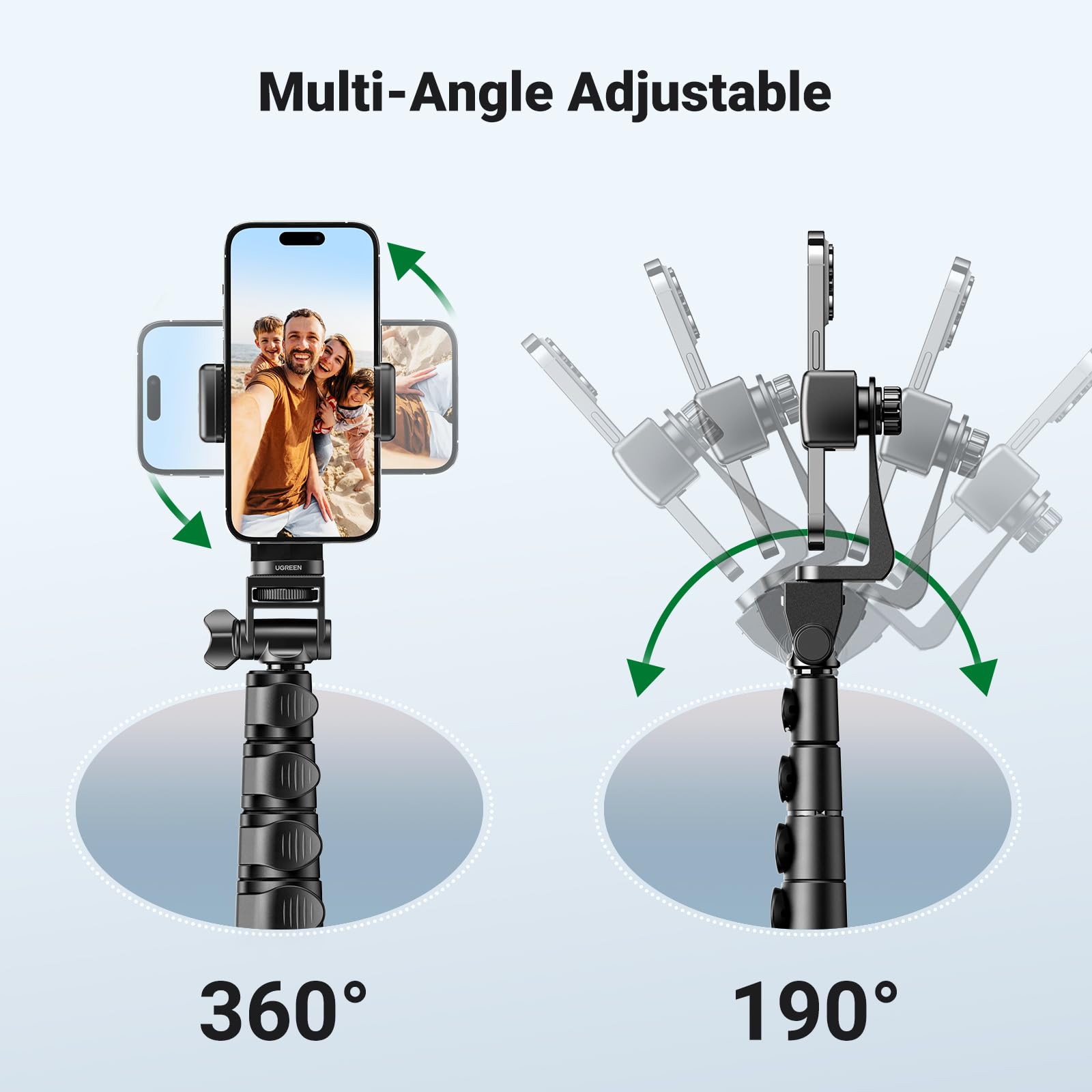UGREEN 3 en 1 Perche Selfie Bluetooth Téléphone Télescopique | Rotation 360°Stick Trépied Télécommande sans Fil Stabilisateur Inclus Compatible avec iPhone 17 Pro Max Air 16 15 14 13