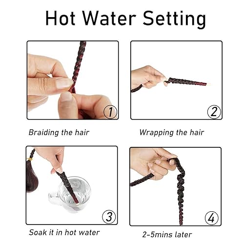 Miniatura 7 de Liang Dian Cabello trenzado preestirado de 22 pulgadas, 6 paquetes de extensiones de cabello sintético con ajuste de agua caliente (mezcla de