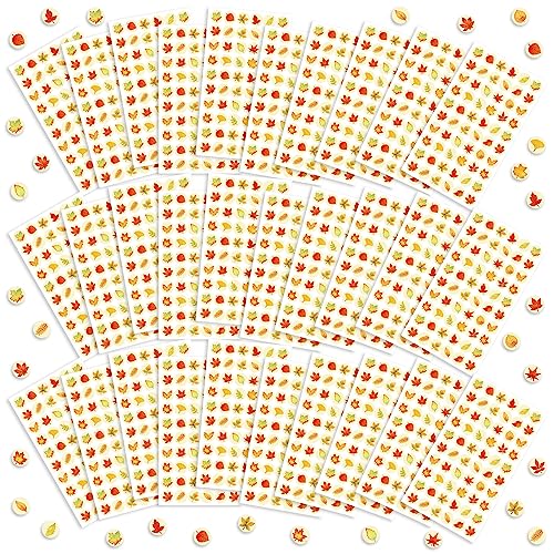 Estune 1200 Pcs Mini Fall Stickers for Kids Tiny Autumn Maple Lea...