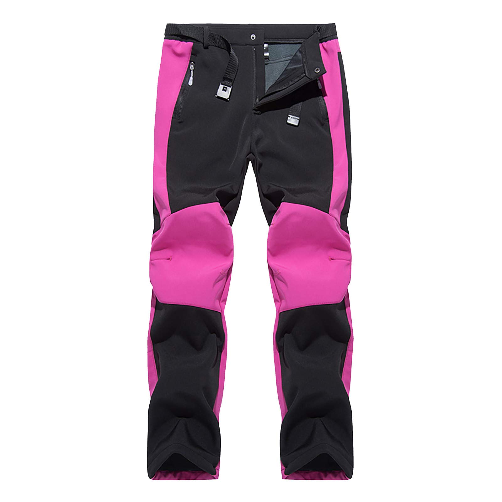 Pantalon imperméable doublé en polaire pour femme – Pantalon de randonnée avec poches zippées pour l'hiver et la marche – Pantalon de ski chaud respirant pour l'extérieur, l'escalade, la marche