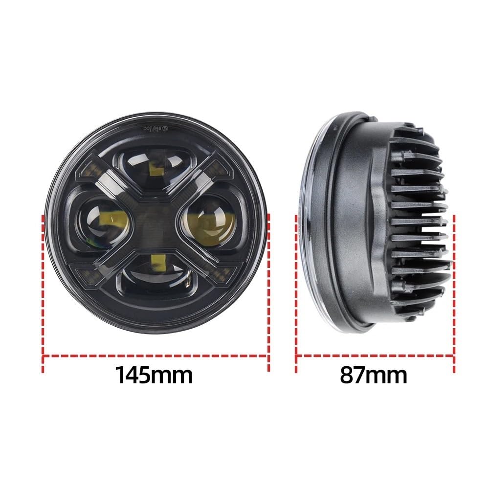 Moto Faro Anteriore Luci di marcia diurna RGB a colori LED a forma X nera fumé da 5,75 pollici per motocicletta per retrofit circolare
