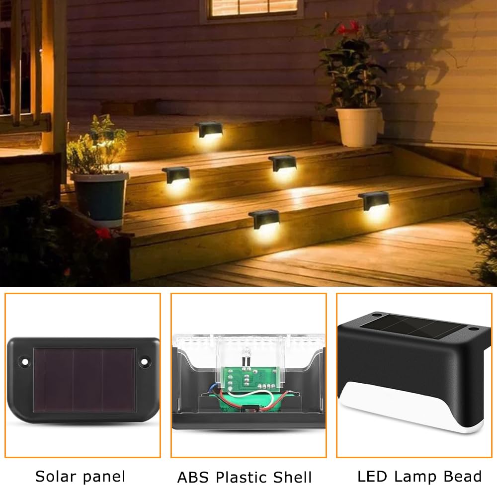 Lotvic Luci Solari per Esterni, 16 Pezzi Luce Solare per Scale Impermeabile, Segnapasso LED Esterno Solare, Lampade Solari da Giardino, per Recinzioni Patio Passi Sentieri