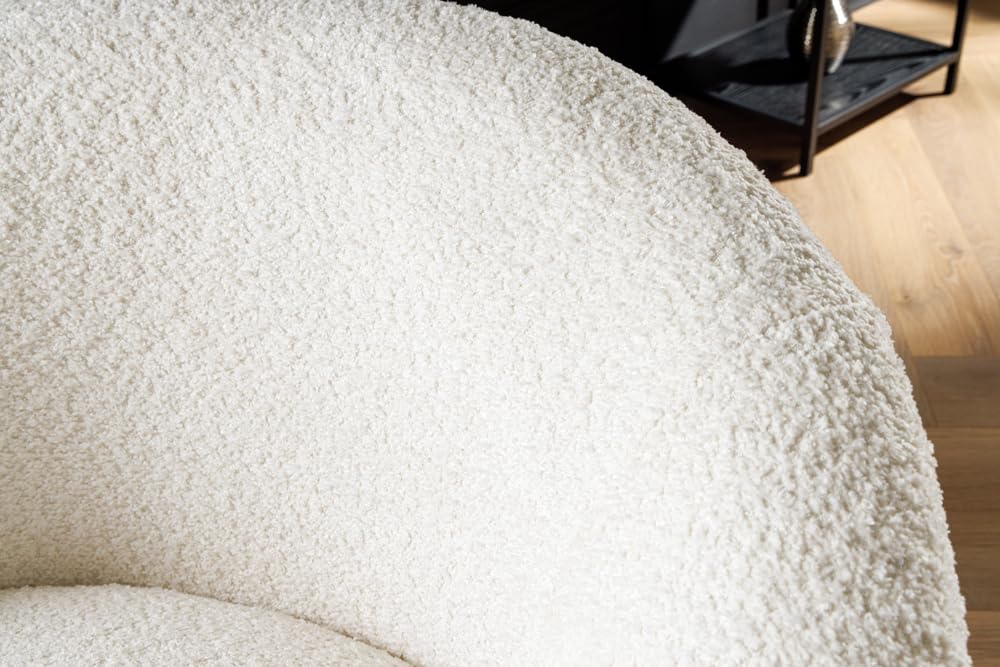 Riess Ambiente Drehbarer Design Sessel Alpine - weiß Bouclé - 360° mit Armlehnen