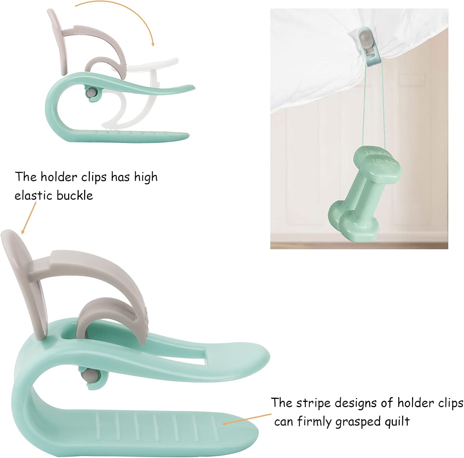 Suke Duvet Clips, 10pcs High Elasticity Quilt Cover Clip, Needlefree