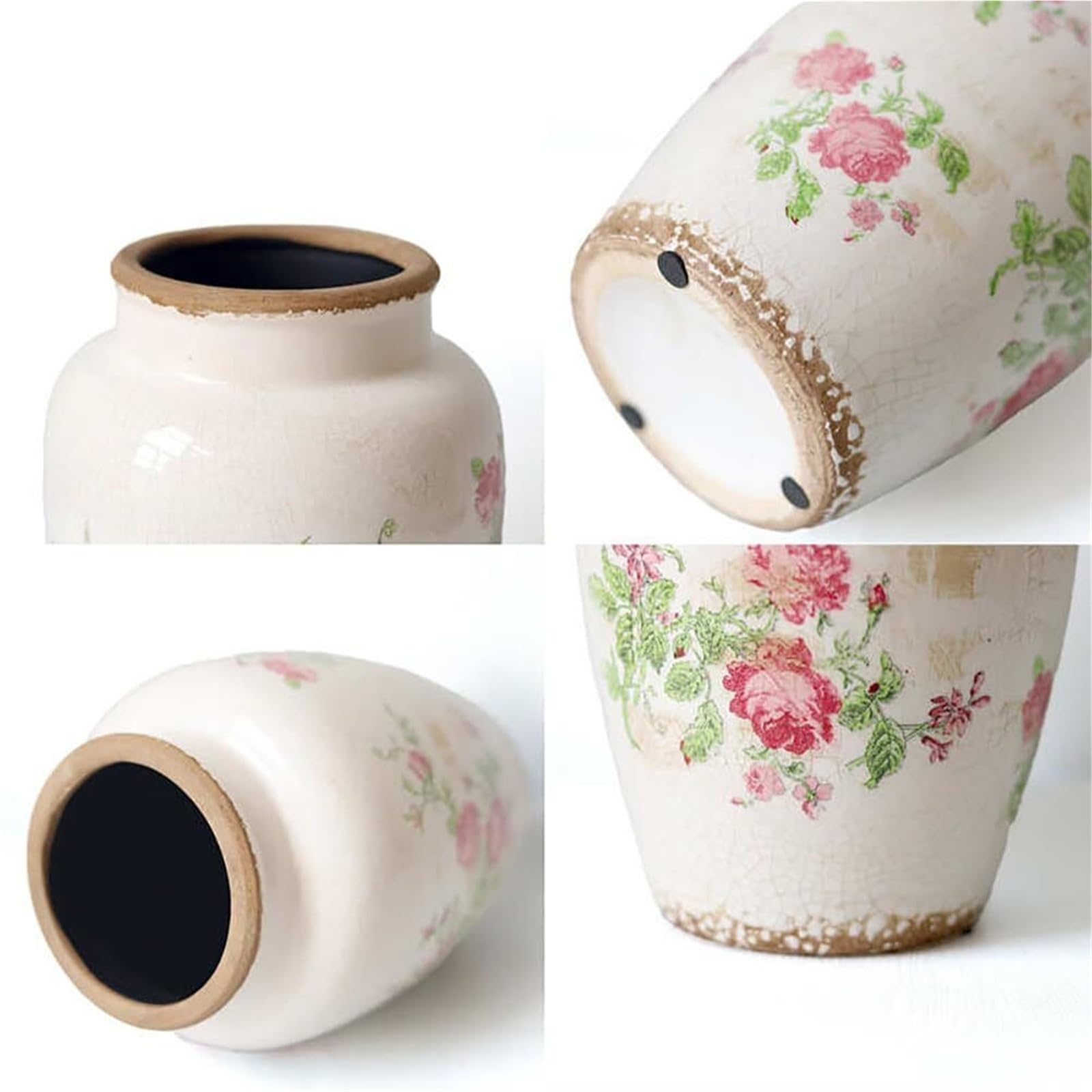 Jarrones para Flores Florero de cerámica Azul y Blanco- Chinoiserie rústico for la decoración Sala Estar Centros de Mesa(A)