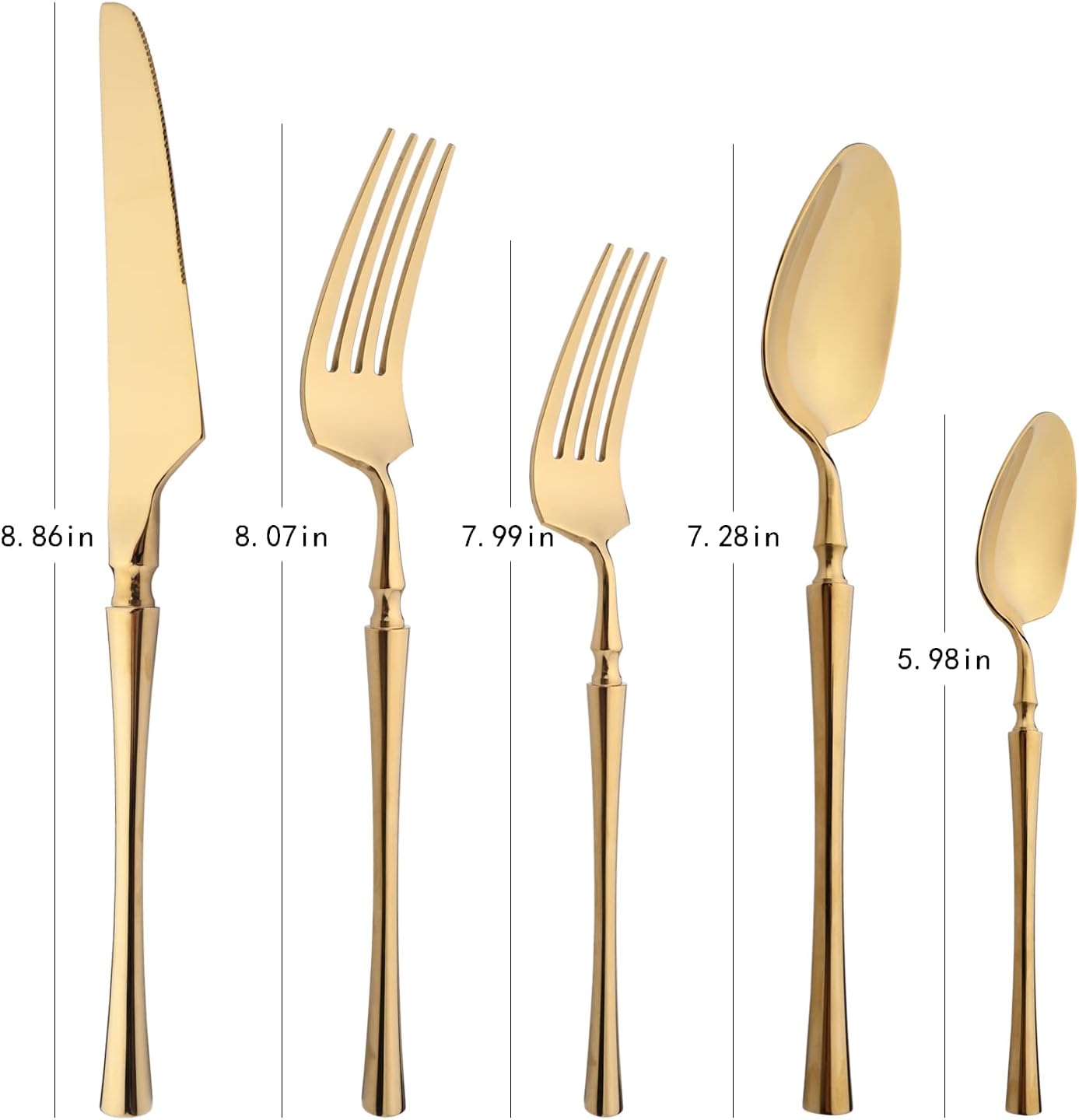 20-Piece Gold Mirror Polished Silverware Cutlery Set, Stainless Steel Tableware Flatware Utensils Set Service for 4, Include Knife Fork Spoon, Dishwasher Safe