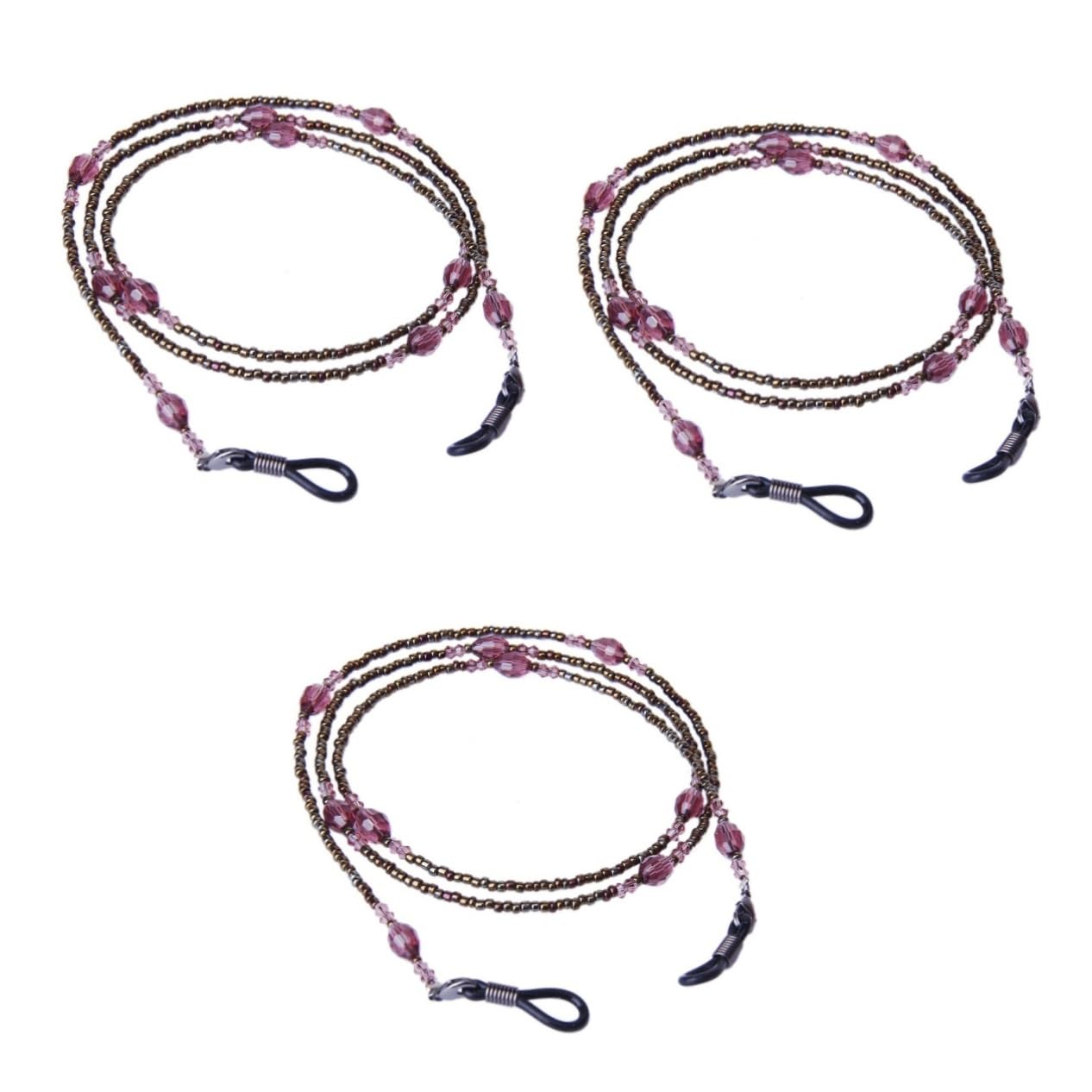 3piezas Cadena De Gafas Diseño Bohemio y Cuentas Decorativas Longitud De Color Púrpura Para Mantener Tus Gafas Seguras y Estilo