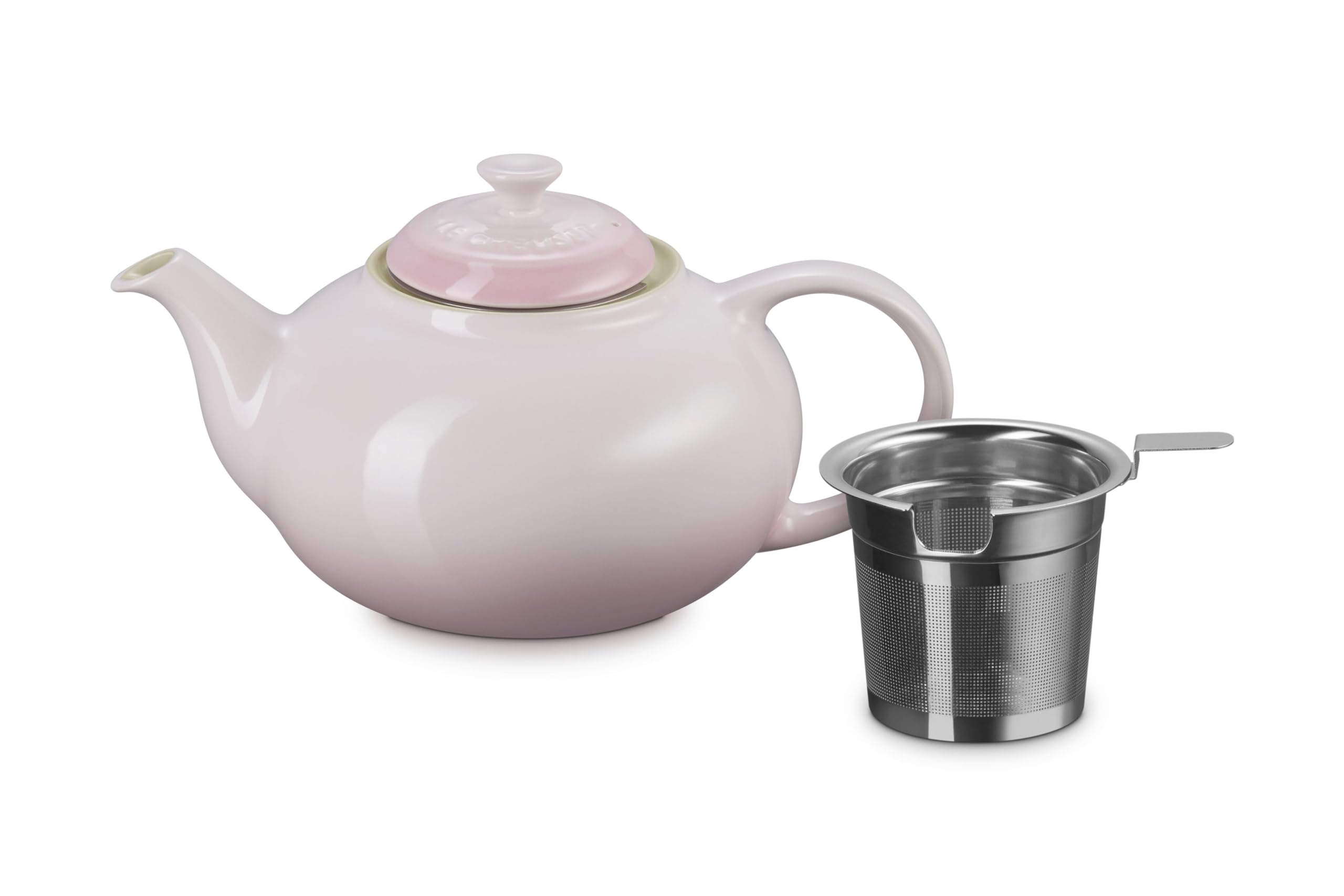 Le Creuset Stoneware Teapot with Stainless Steel Infuser, 1.3l, Shell Pink