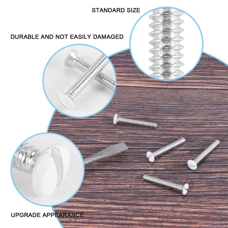 Generic BEAU-120 Pcs White Wall Plate Screws 1 Inch Long Slotted 6-32 Threads Switch Cover Screws Oval Head Milled Slot Screws Wall - (Color: White)