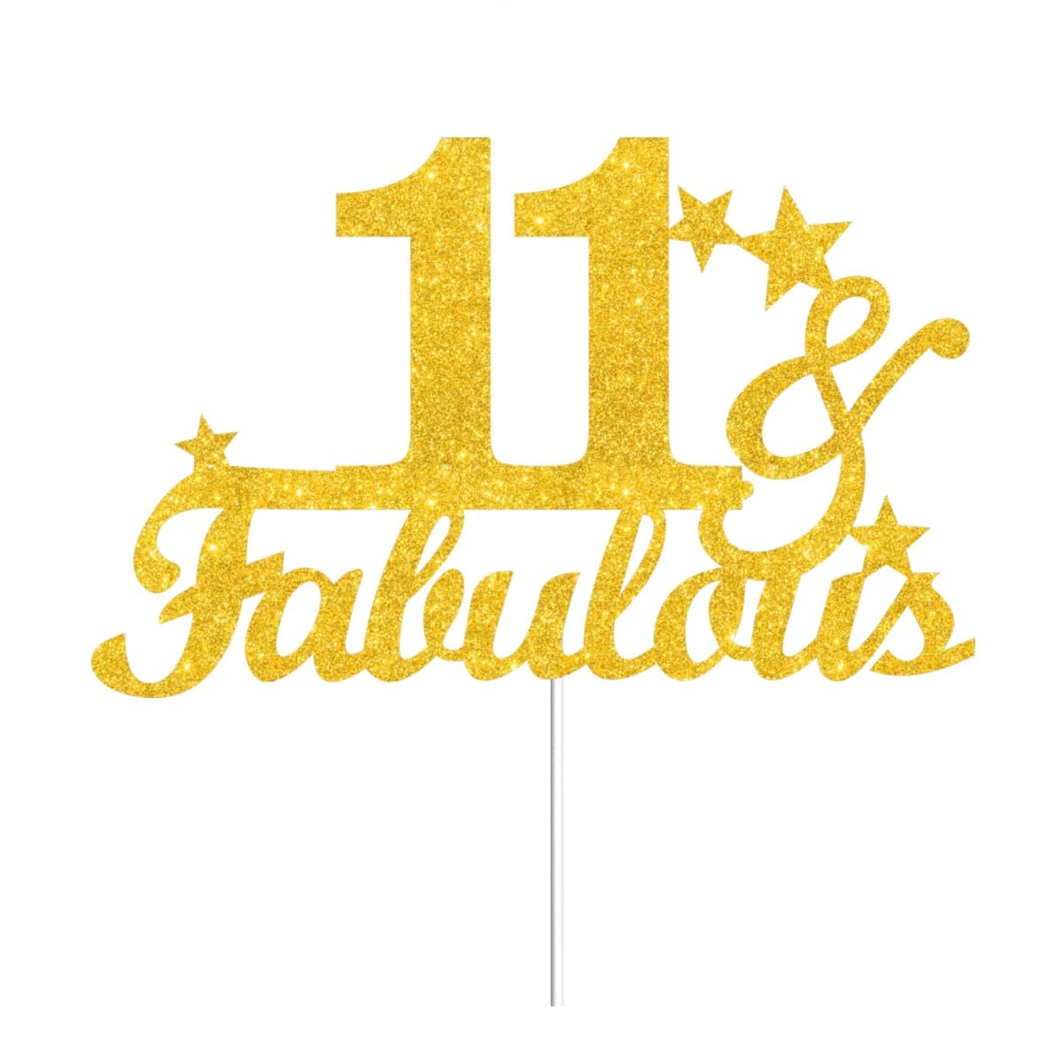 11 & Fabulous Cake Toppers Gold Glitter, Happy 11th Birthday Cake Topper Cheers to 11 Years Old Bday Decoration, Eleven and Fabulous Cake Decorations
