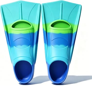 Kids Swim Fins, Short Kids Fins Youth Swimming Flippers for Lap Swimming Training for Children Girls Boys Beginners