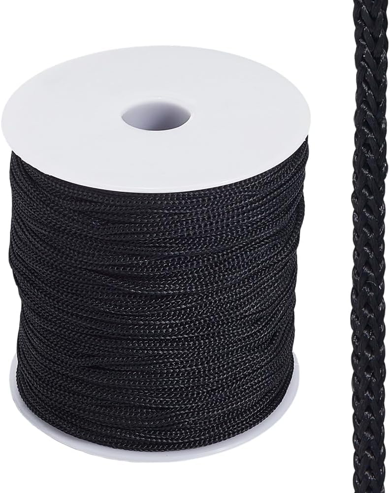 100M/109 Yard 2mm Black Nylon Cord Wind Chime String with Spool Weather Resistant Round Thin Replacement Macrame Thread Trim Accessories for Wind Chime Curtain Beading Jewelry DIY Crafts