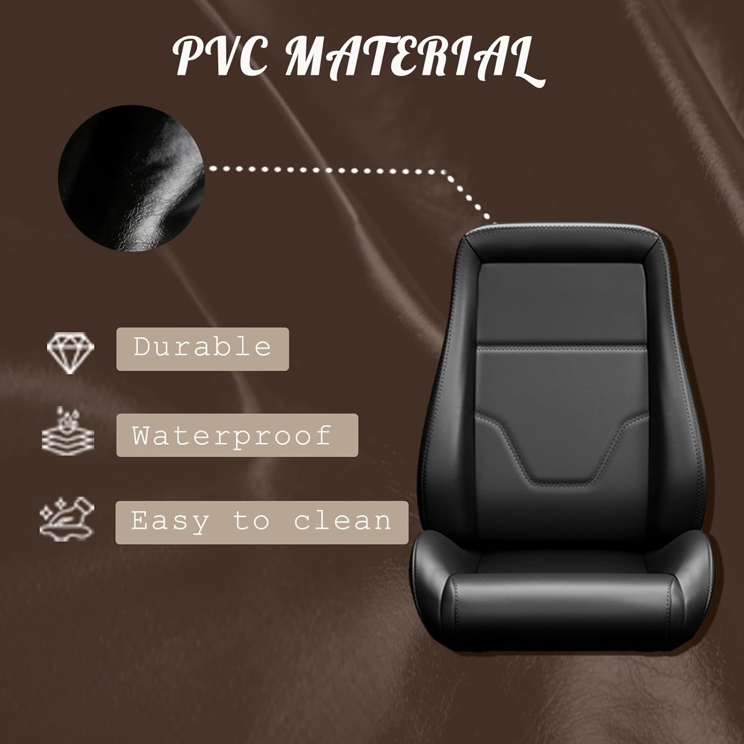 2 Pieces Universal Racing Seats with Dual Lock Sliders, 1 Pair PVC Leather Bucket Seats for Cars, Adjustable Car Seats, Driver and Passenger Side (OBS Black A)