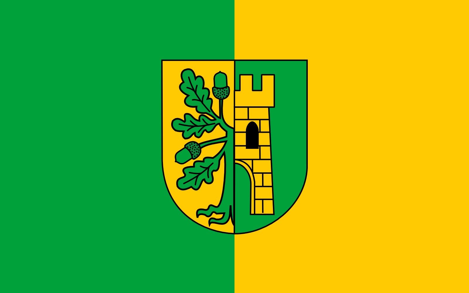 Drapeau Osielsko large pour mât | Pavillon officiel gmina Osielsko Pologne
