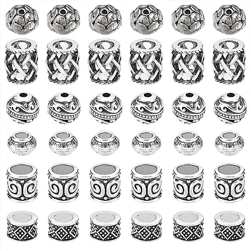 NBEADS 120 Pcs 6 Styles Tibetan Style Alloy Beads