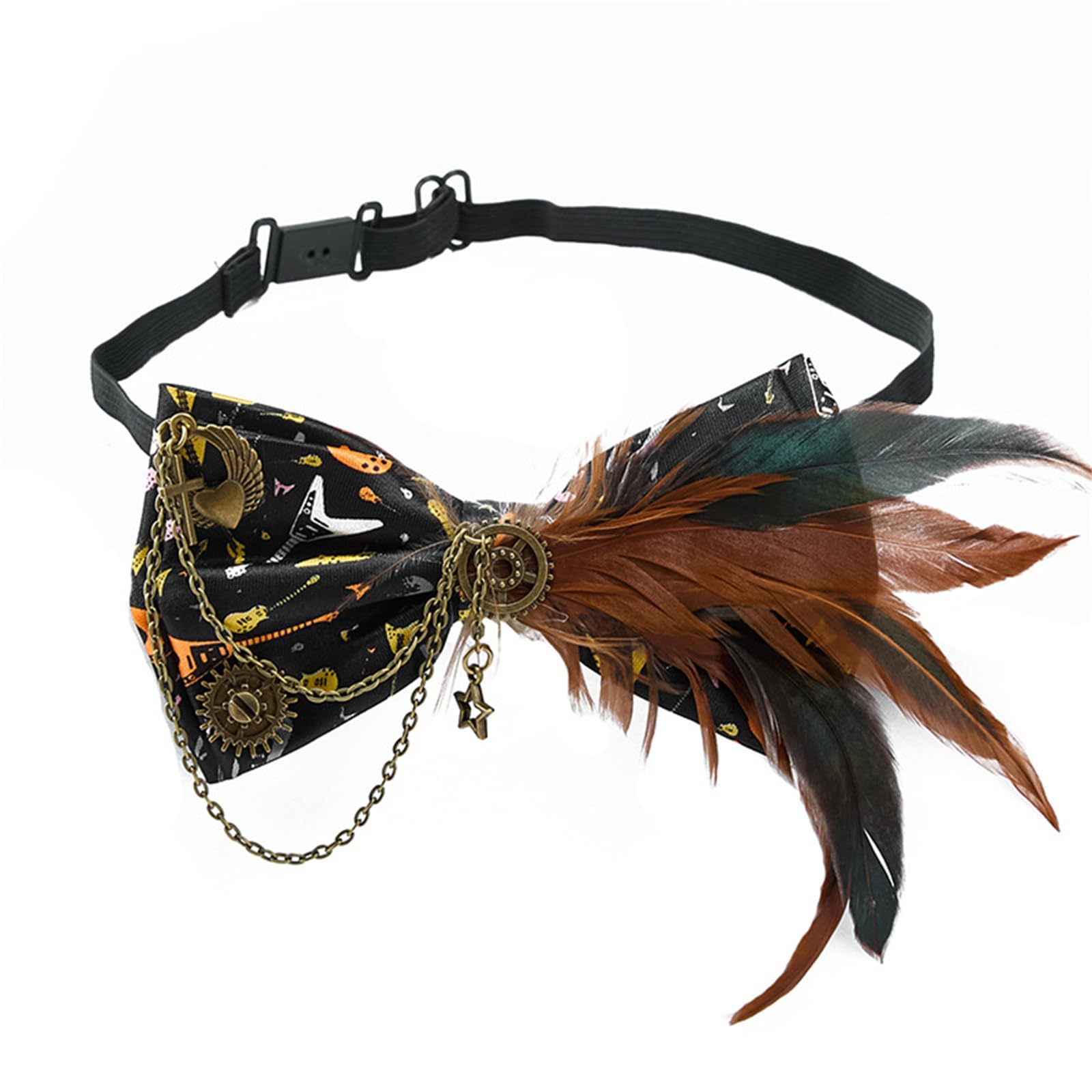 MICFENY Antique Aviation Bowtie With Gear and Wing Detail Comfortable Necktie For Parties and Halloween Dressingup