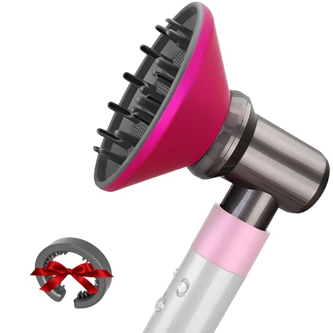 Adaptor and Diffuser Compatible with Dyson Airwrap, Diffuser Attachment Compatible with Airwrap Styler Converting to Hair Dryer Gifts for Women, Girl (Bright Grey Adaptor with Rose Diffuser)