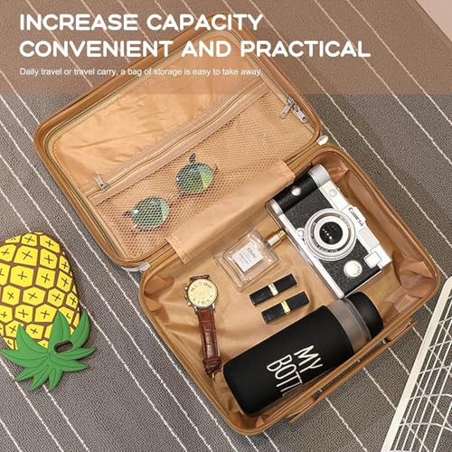 Image of Hand Luggage, Korean Mini Carrying Makeup Case Suitcase with Elastic Band, Small Hard Shell Cosmetic Case for Travel Camping Password Travel Case Women Girls (Bear Luggage)