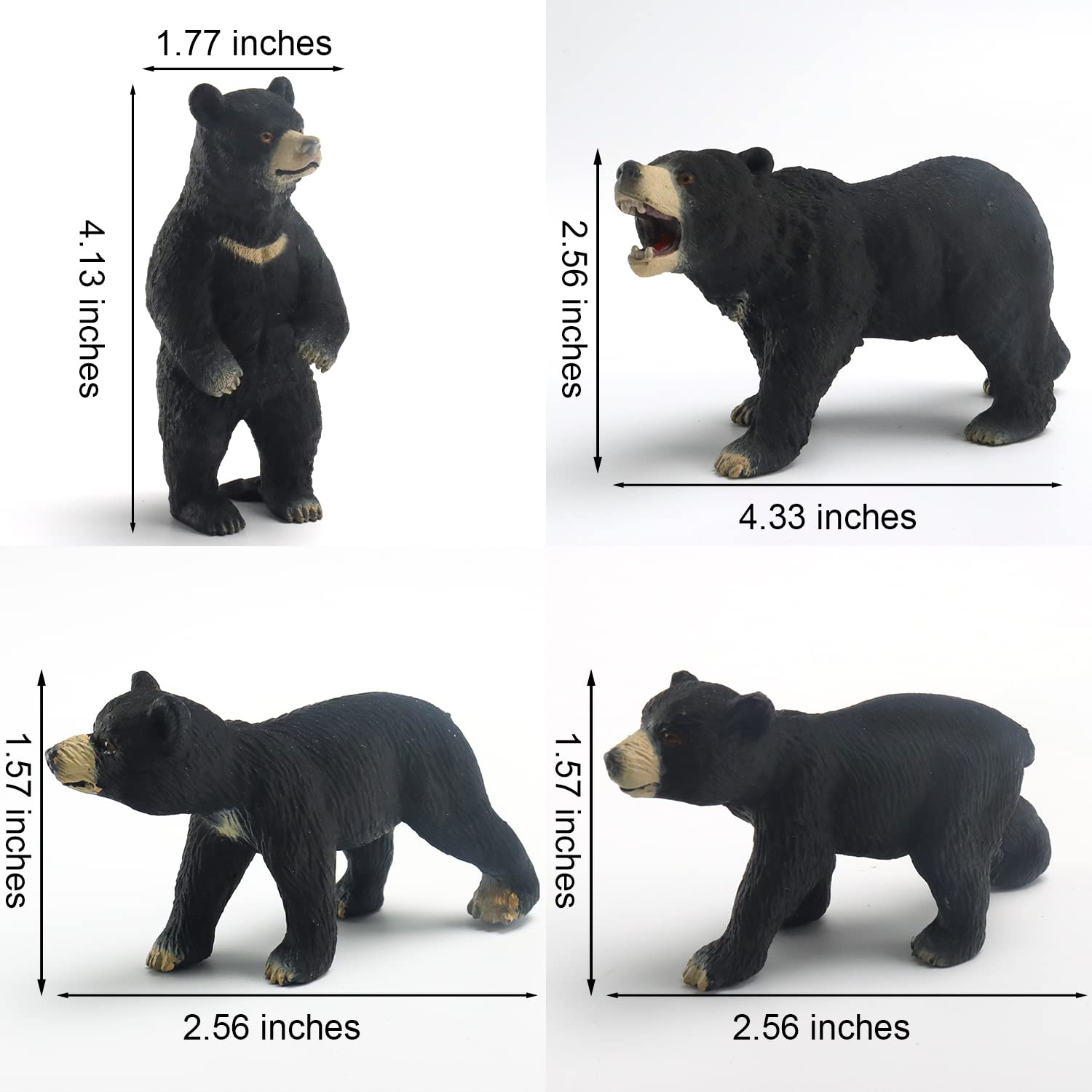 Amazon.co.jp: Aydinids 4個 ブラック ベア ファミリー 置物 リアル 熊 