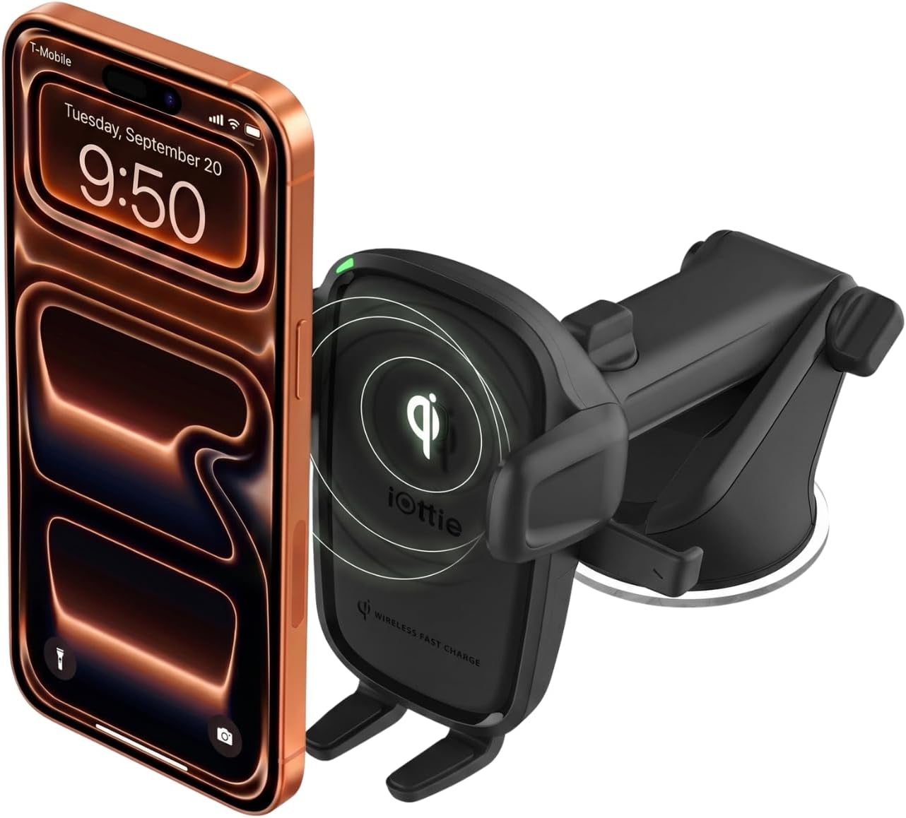 Car Charger Easy One Touch Wireless 2 Qi Charging Dashboard Phone Mount for iPhone, Samsung Galaxy, Huawei, LG, Smartphones