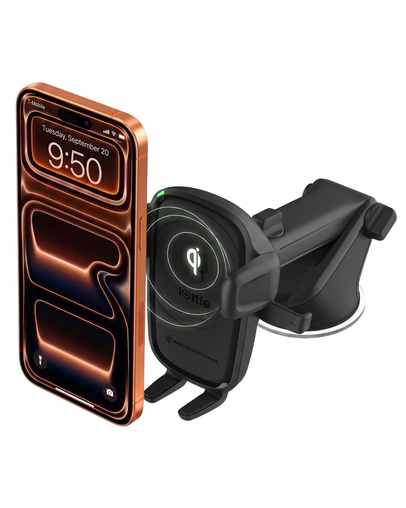 Photo 1 of iOttie Car Charger Easy One Touch Wireless 2 Qi Charging Dashboard Phone Mount for iPhone, Samsung Galaxy, Huawei, LG, Smartphones