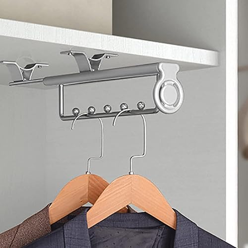 Barra extraíble para armario, rieles de armario extraíbles, riel retráctil ajustable para ropa, barra de perchero para armario, se puede utilizar en