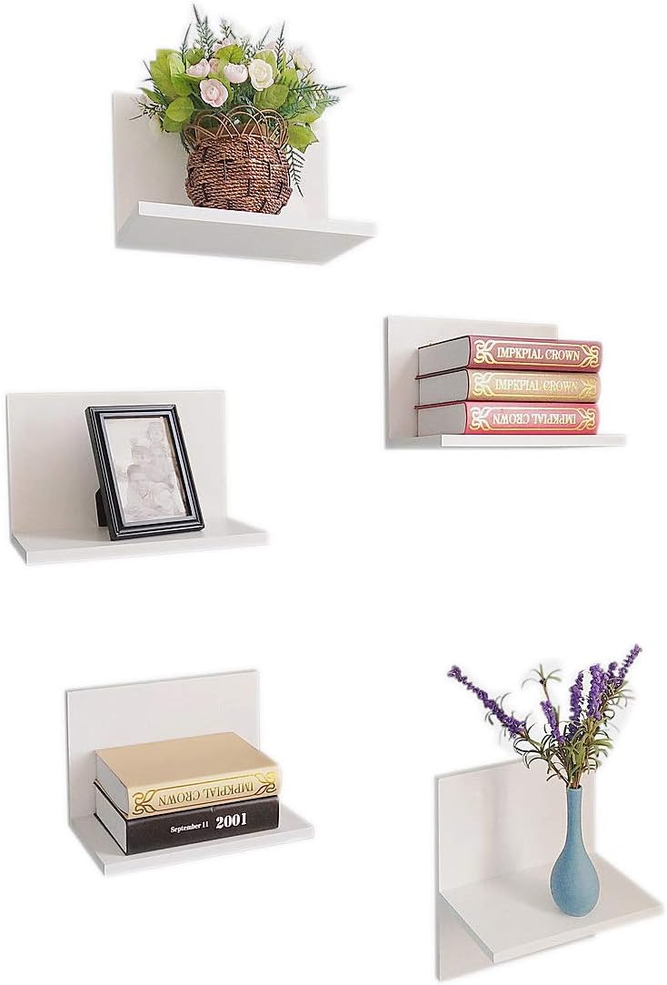 Set of 5 Spine Floating Wall Shelves,Wide Column Shelf,Mounted Book Shelves Black