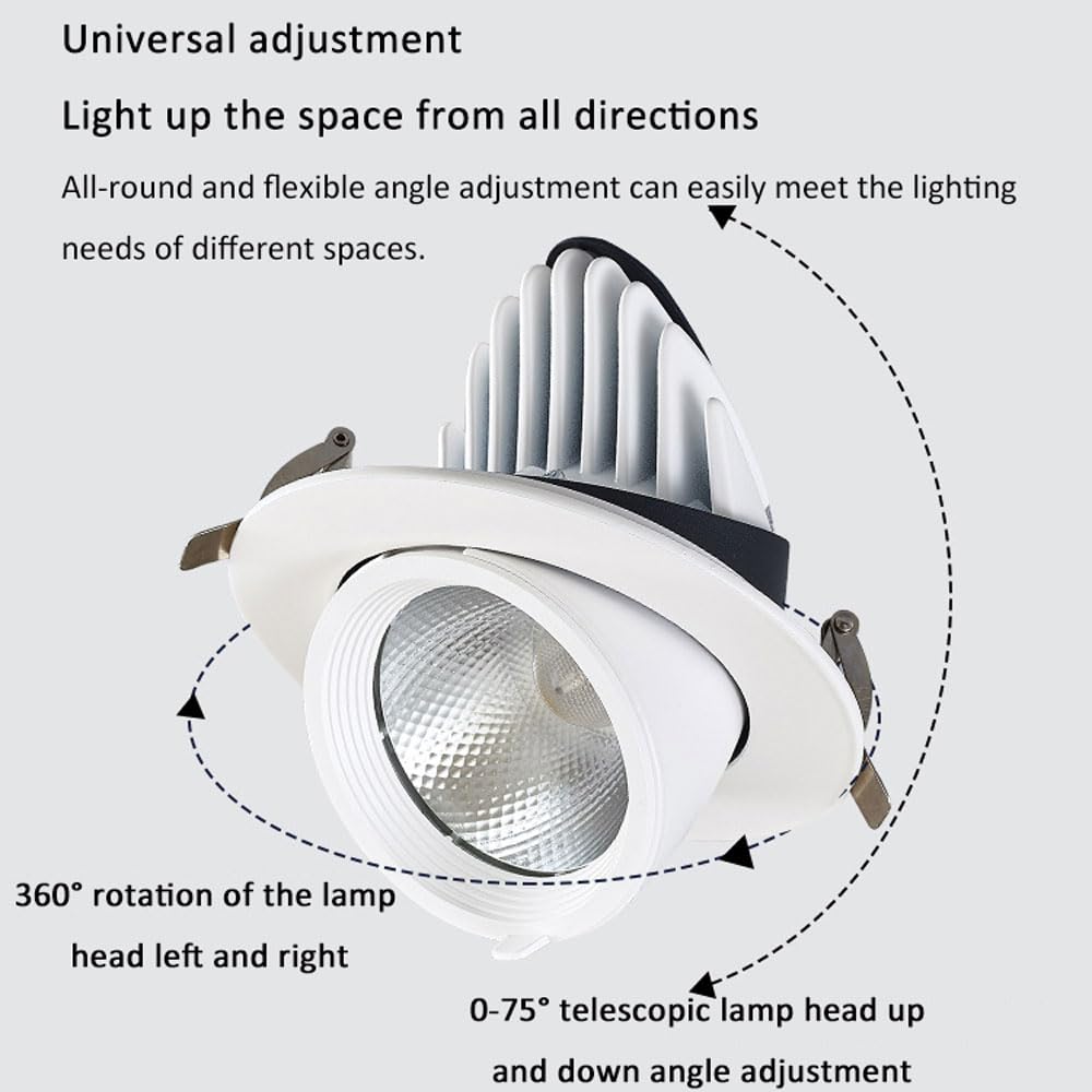 Iluminación Led Empotrable, CRI 97, 20W, 25W, 30W, 35W, Lámpara De Techo Led, Foco Empotrable Tipo Ojo De Buey con Cardán, Focos COB Antideslumbrantes Profundos, Paquete,5000k-35W