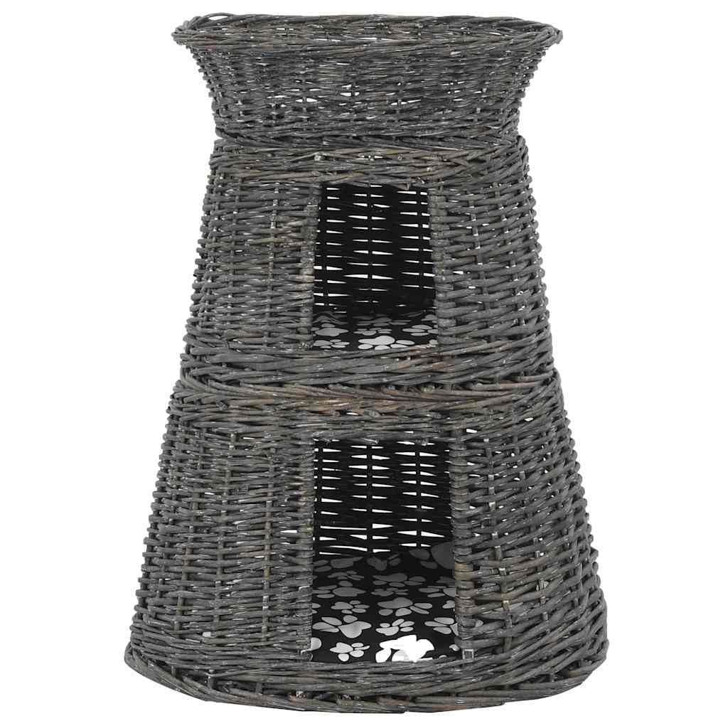 Set di 3 cestini per gatti con cuscini, grigio