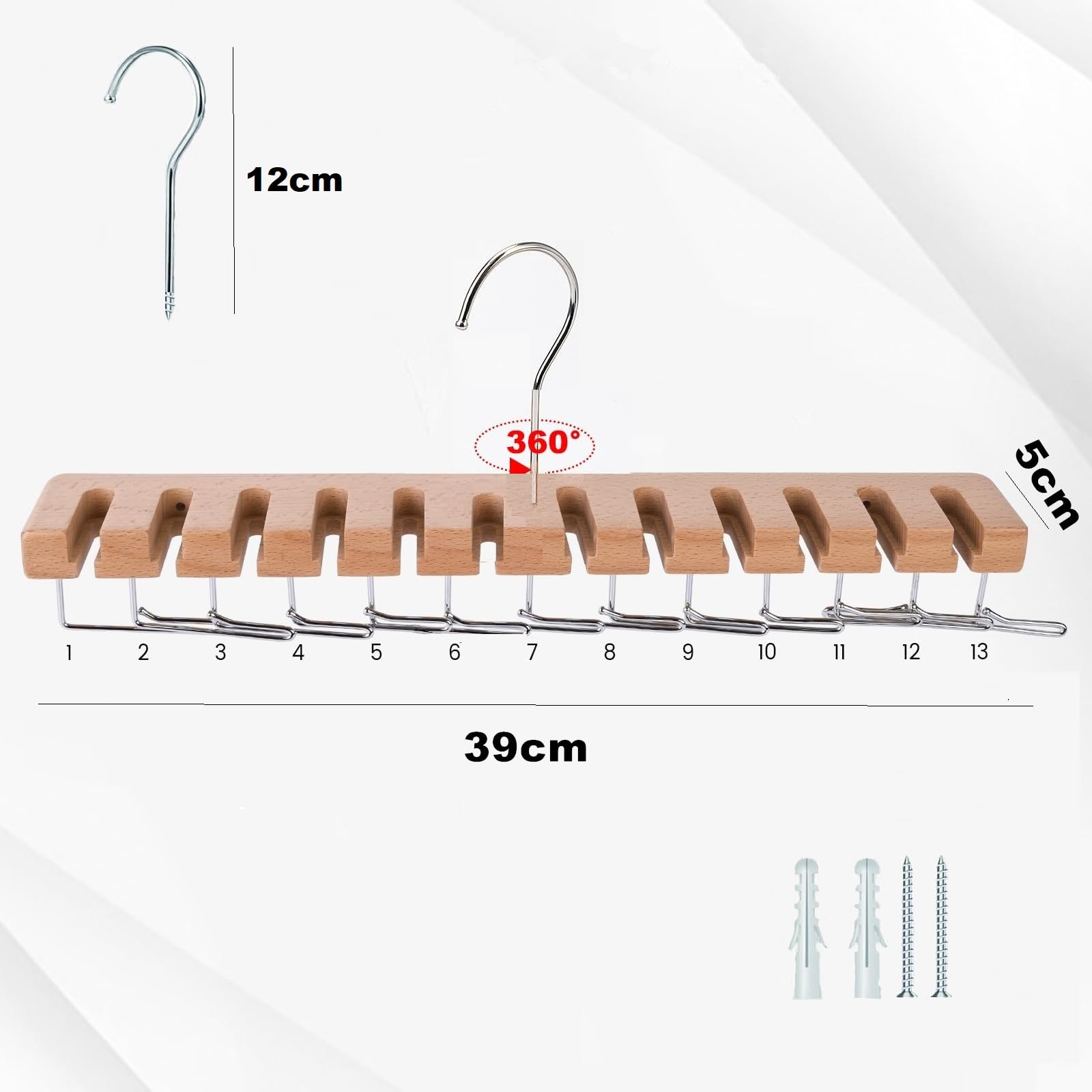 Portacravatte Da Armadio,Gancio per Cintura in Legno,Appendiabiti per cintura con Gancio per Cinture,Sciarpe,Cravatte