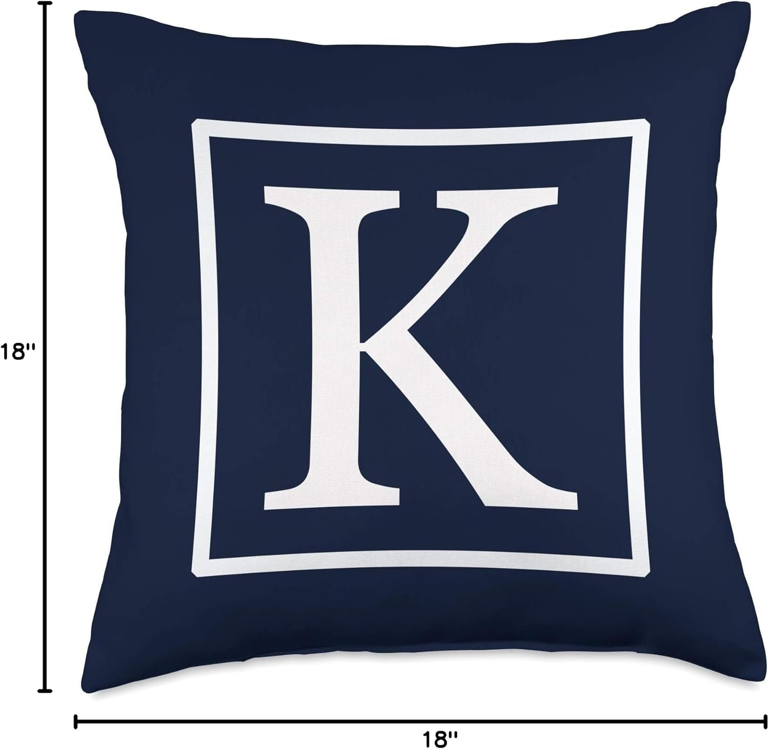 White English Alphabet Letter K Monogram Initial Navy Blue Throw Pillow
